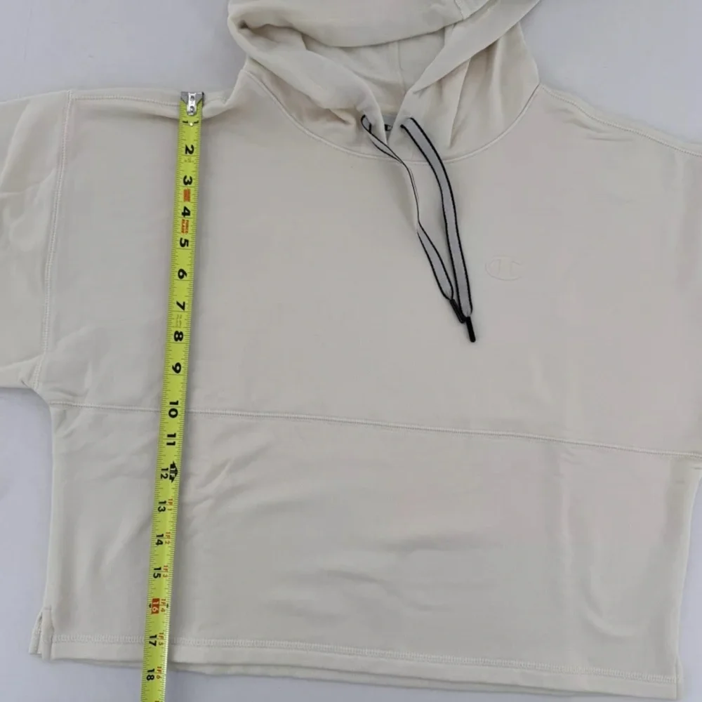 Champion Hoodie Sweatshirt Cropped Sz S Soft Touch Gym Minimalist White Casual‌ - Picture 8 of 11